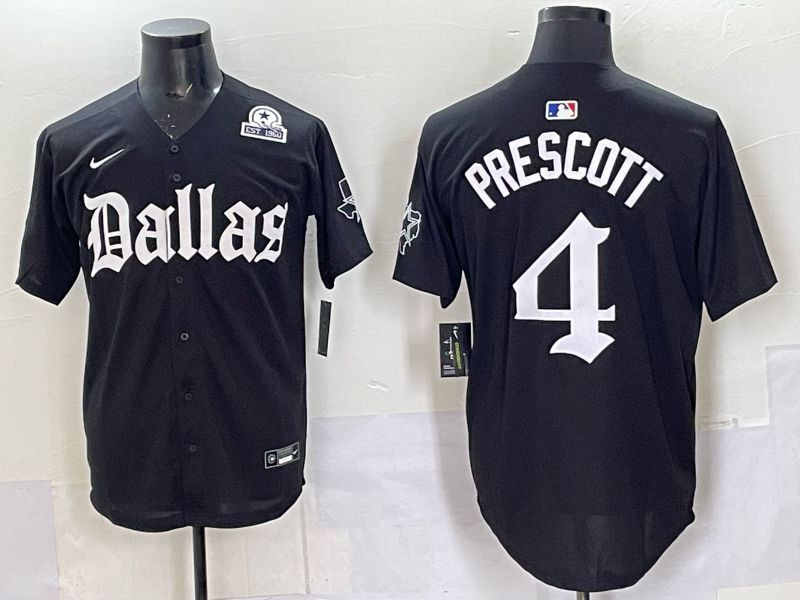 Men 2025 Nike Dallas Cowboys #4 Prescott Black 5th generation Joint Name Limited NFL Jersey 014